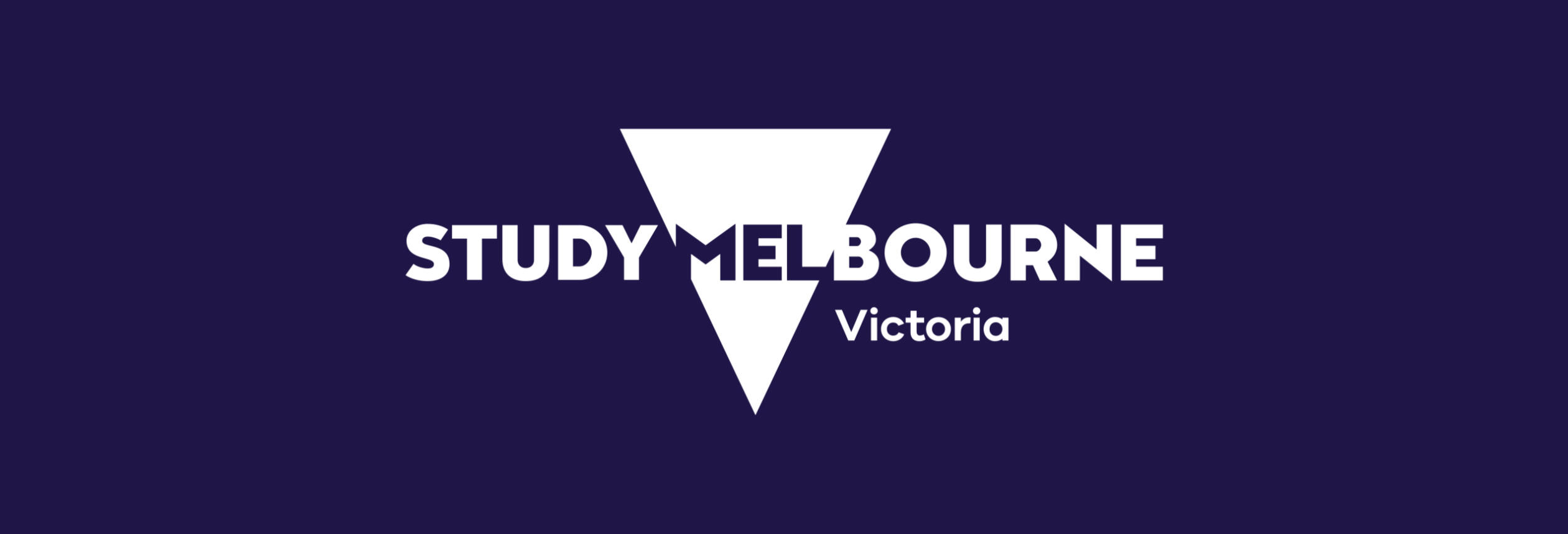 an image of study melbourne's white logo on a navy blue background.